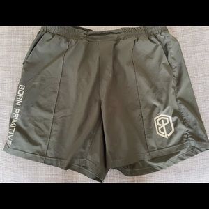 Born Primitive men’s athletic shorts. Army green. Large. Very good condition